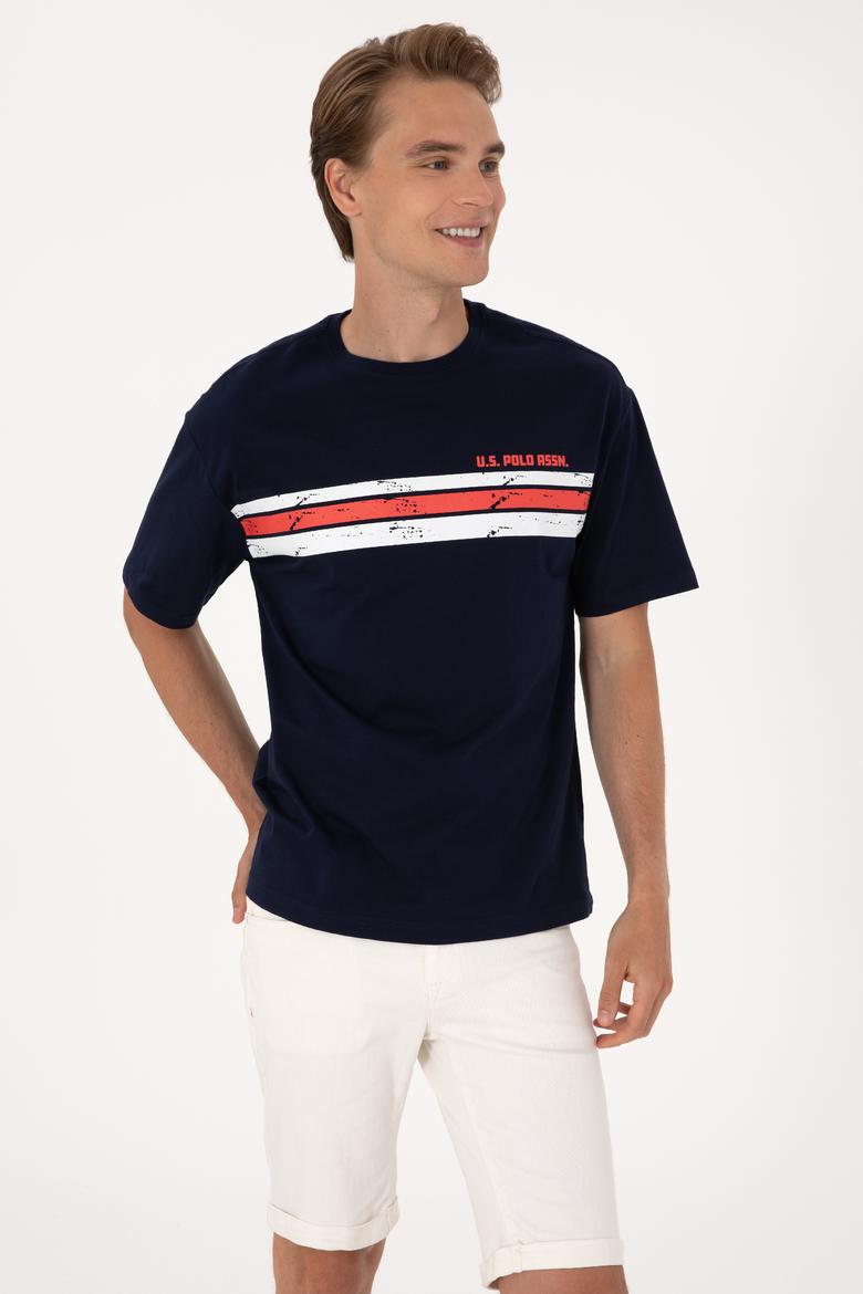 Erkek Comfort Fit Bisiklet Yaka Lacivert Tişört - 50306912009