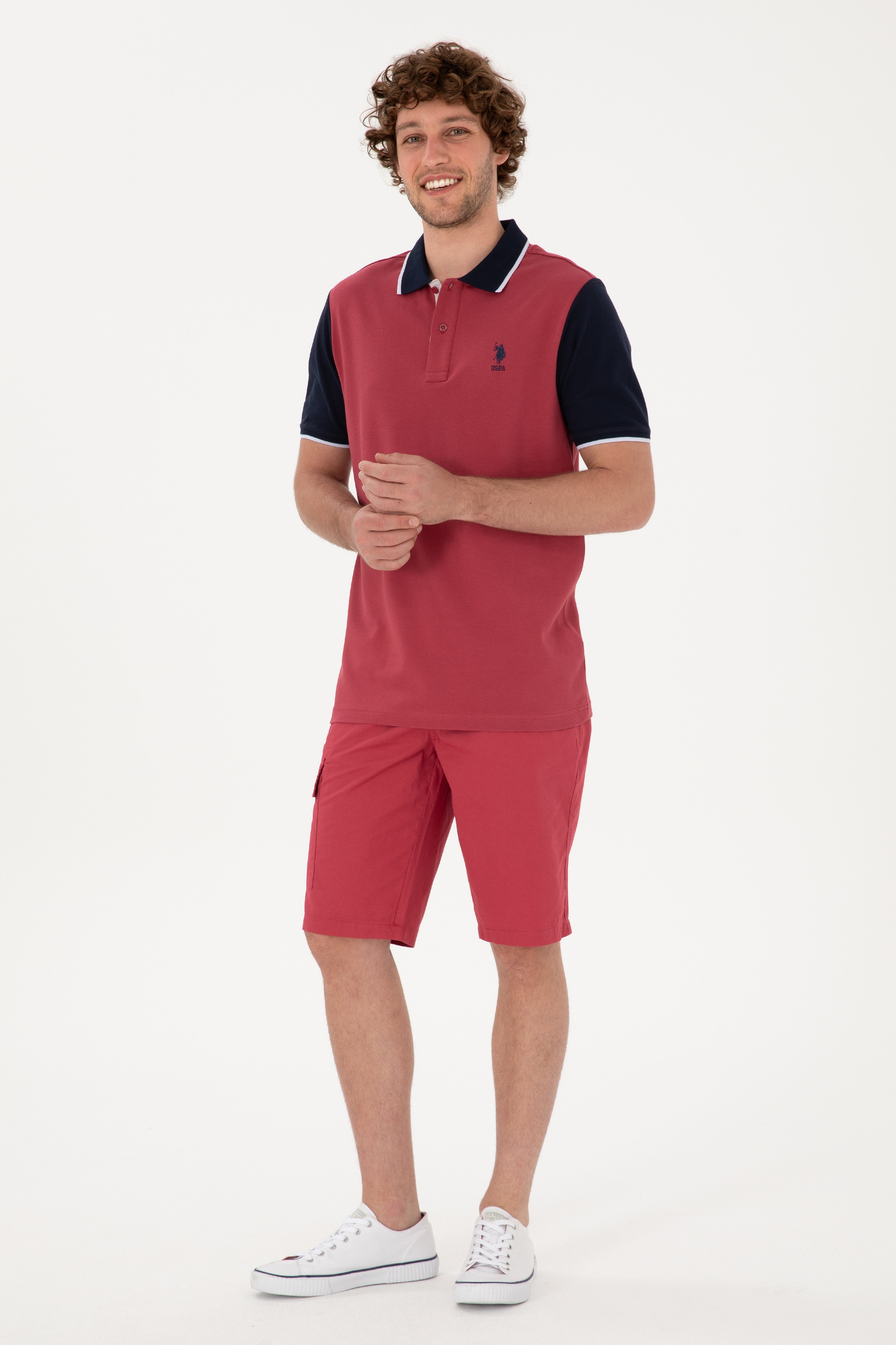 Erkek Regular Fit Polo Yaka Vişne Tişört - Image 4