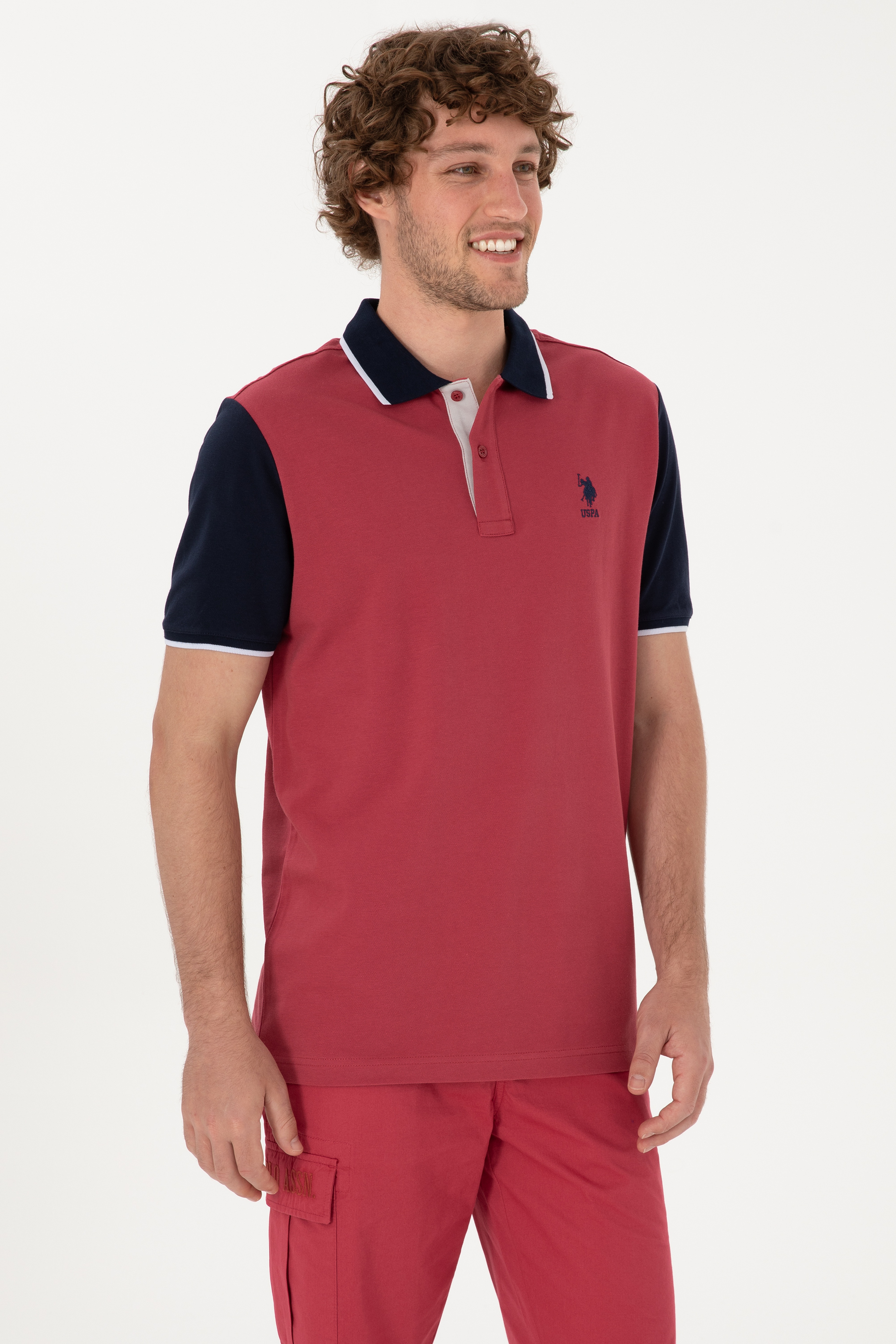 Erkek Regular Fit Polo Yaka Vişne Tişört - Image 3