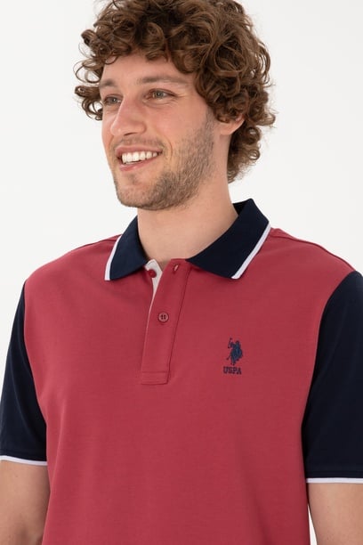 Erkek Regular Fit Polo Yaka Vişne Tişört