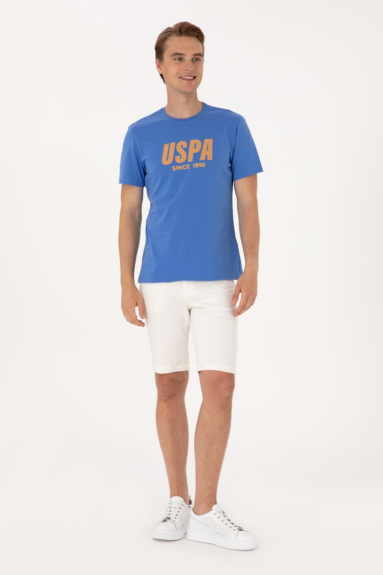 Erkek Regular Fit Bisiklet Yaka İndigo Tişört - 50306966059