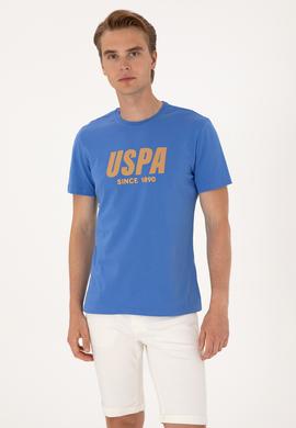 Erkek Regular Fit Bisiklet Yaka İndigo Tişört - 50306966059