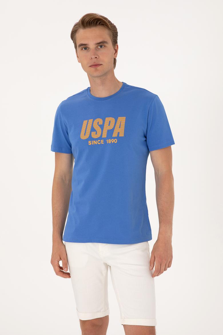 Erkek Regular Fit Bisiklet Yaka İndigo Tişört - 50306966059