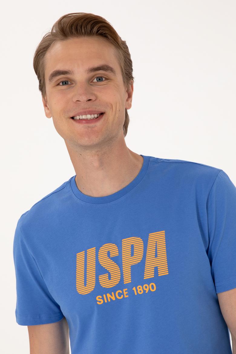 Erkek Regular Fit Bisiklet Yaka İndigo Tişört - 50306966059