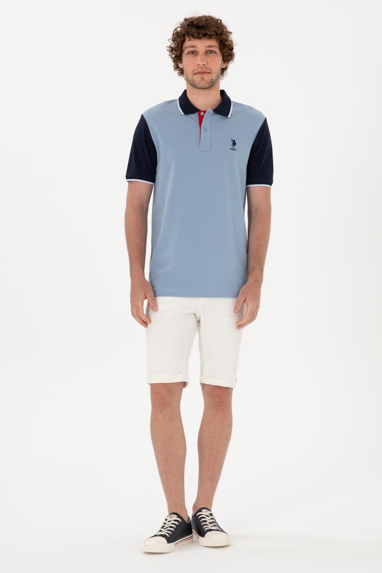 Erkek Regular Fit Polo Yaka Mavi Tişört - 50306871036