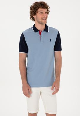 Erkek Regular Fit Polo Yaka Mavi Tişört - 50306871036