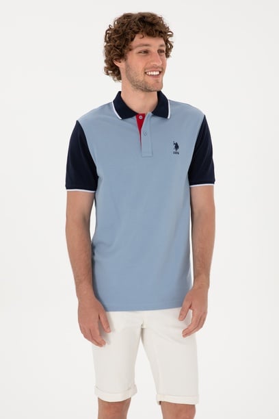Erkek Regular Fit Polo Yaka Mavi Tişört
