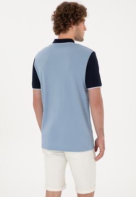 Erkek Regular Fit Polo Yaka Mavi Tişört - 50306871036