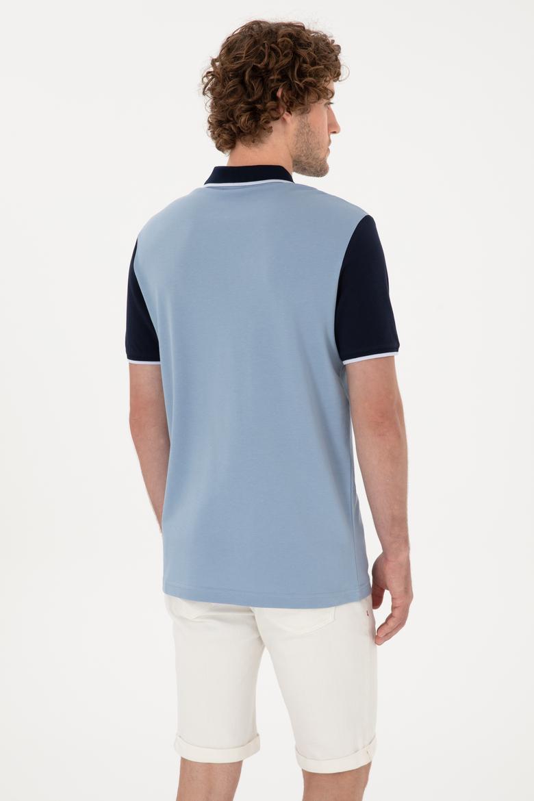 Erkek Regular Fit Polo Yaka Mavi Tişört - 50306871036