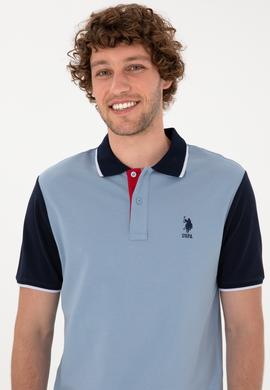 Erkek Regular Fit Polo Yaka Mavi Tişört - 50306871036