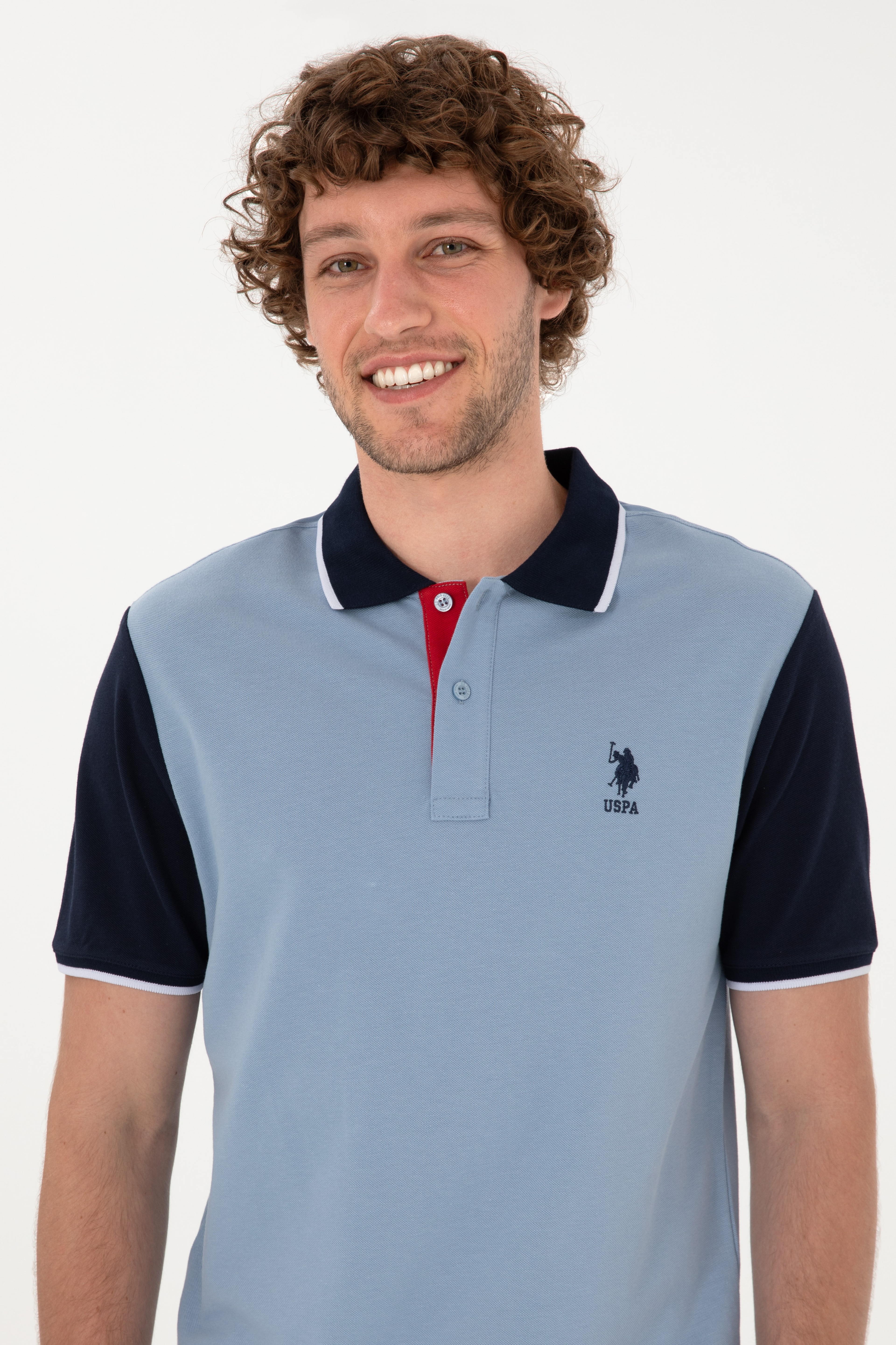 Erkek Regular Fit Polo Yaka Mavi Tişört - Image 2