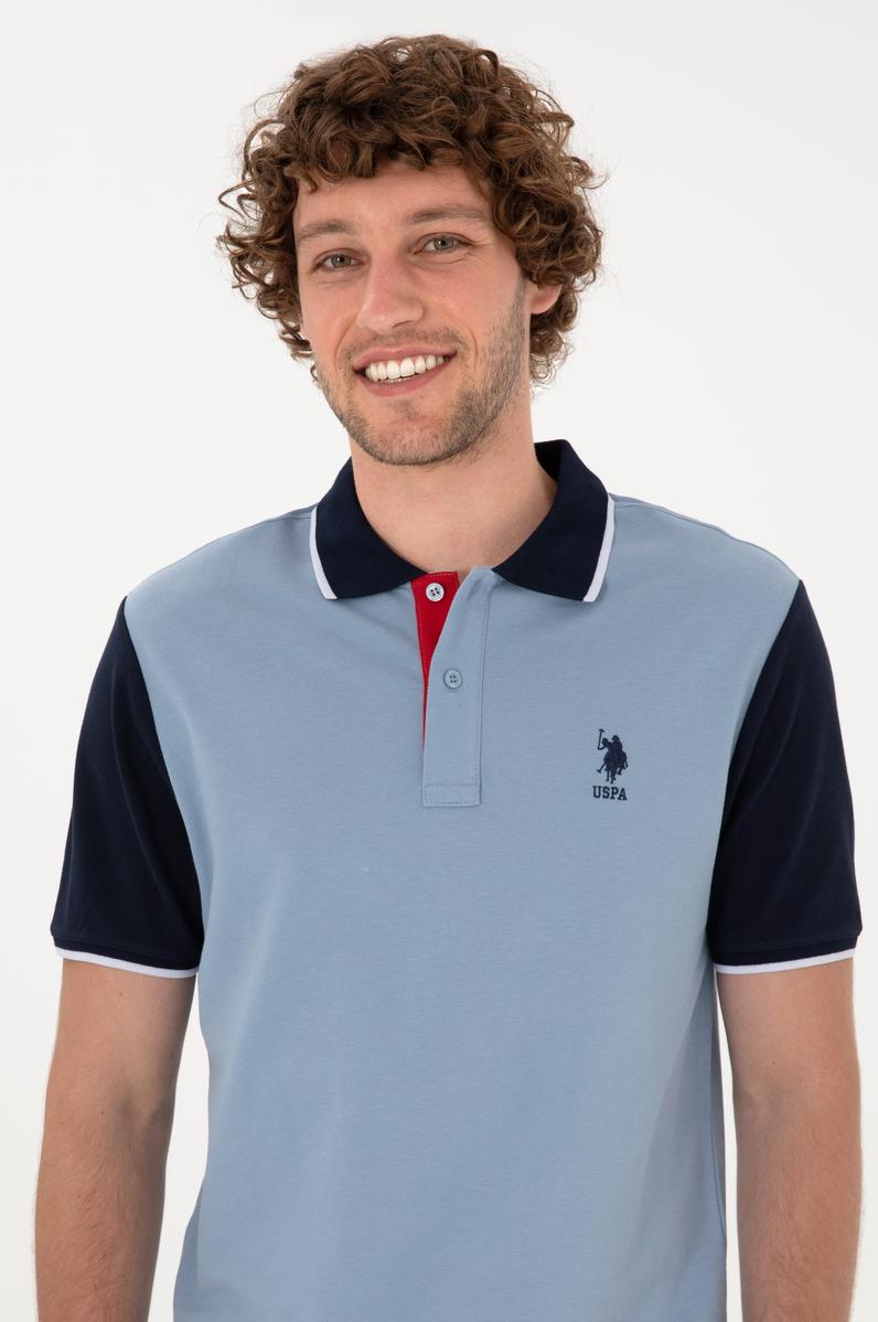 Erkek Regular Fit Polo Yaka Mavi Tişört