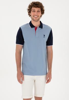 Erkek Regular Fit Polo Yaka Mavi Tişört - 50306871036