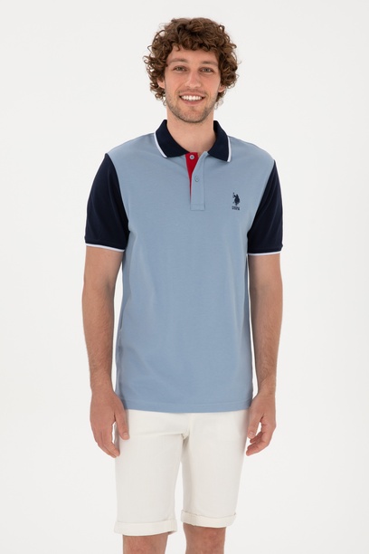 Erkek Regular Fit Polo Yaka Mavi Tişört