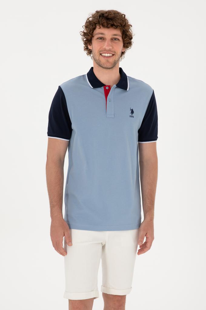 Erkek Regular Fit Polo Yaka Mavi Tişört