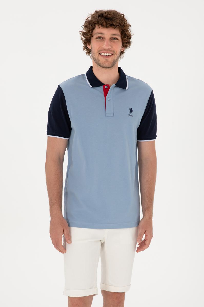 Erkek Regular Fit Polo Yaka Mavi Tişört