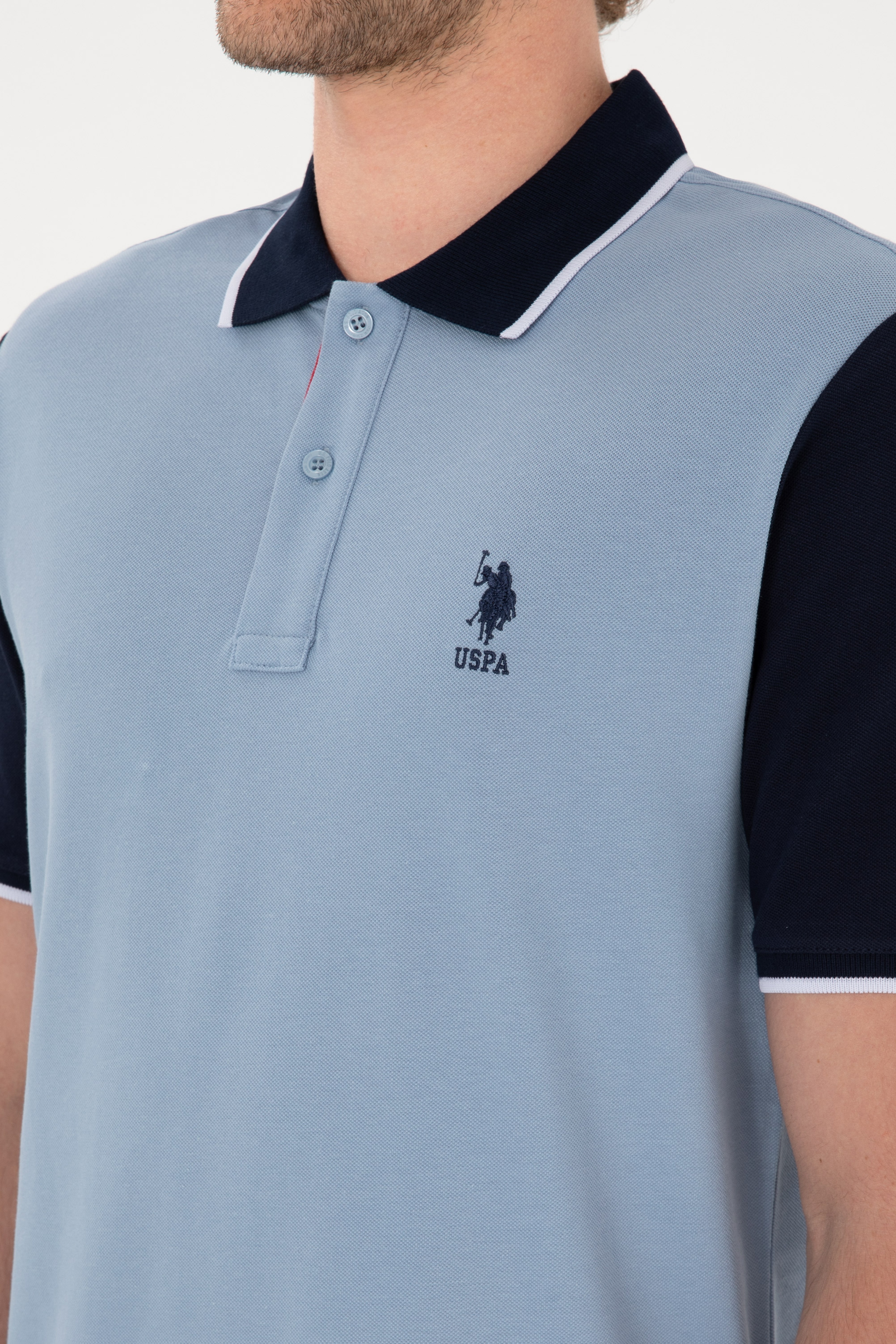 Erkek Regular Fit Polo Yaka Mavi Tişört - Image 7