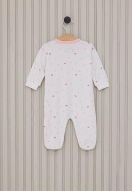 Kız Bebek Beyaz Kalp Desenli %100 Pamuk Patikli Tulum - 50322798003