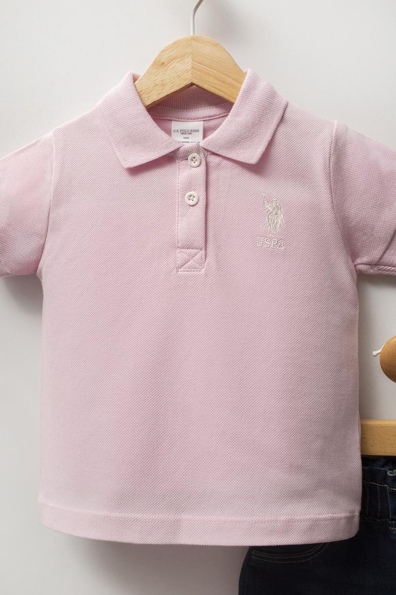 Kız Bebek Toz Pembe Polo Yaka Tişört Jean Pantolon Takım 2'li - 50322910002