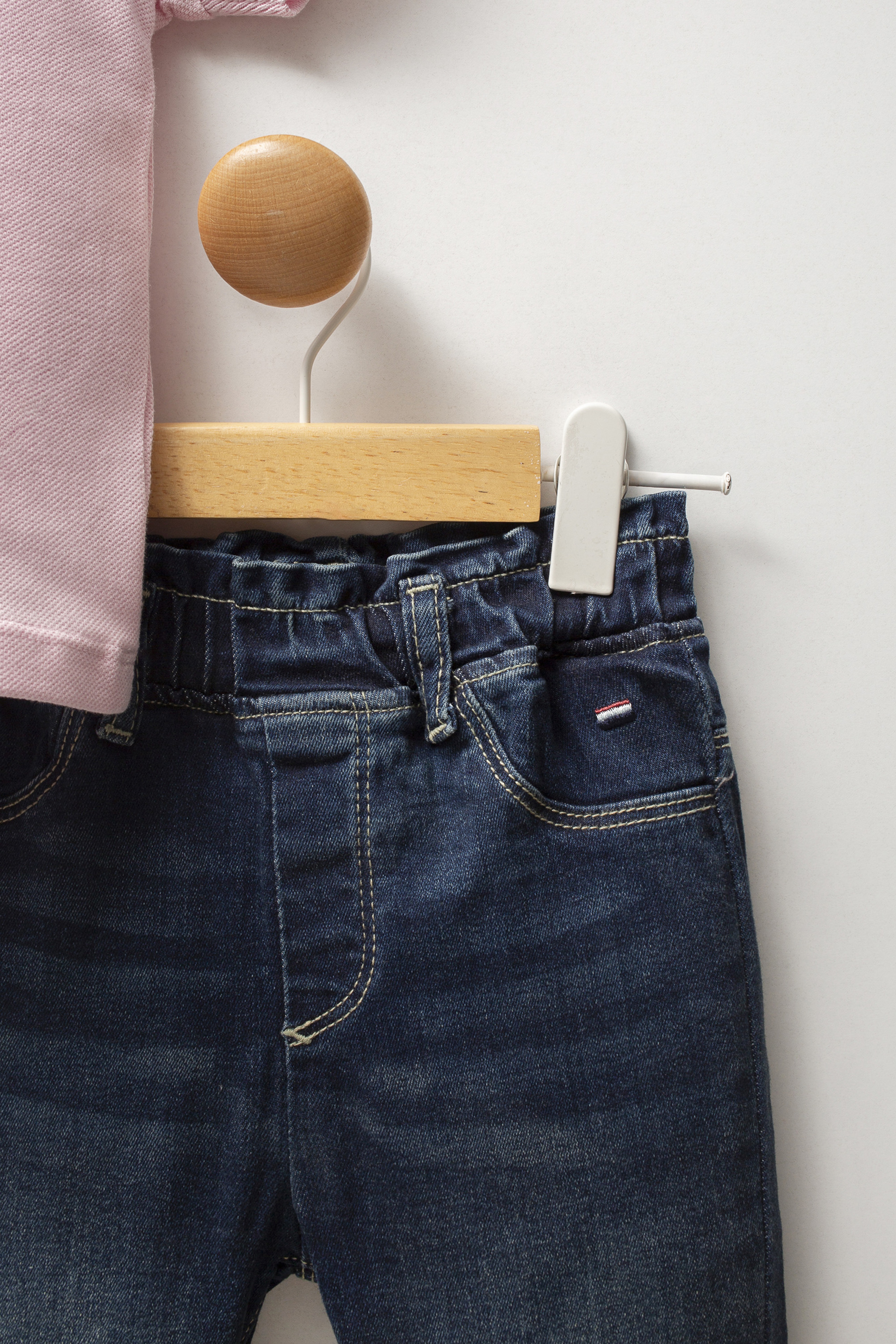 Kız Bebek Toz Pembe Polo Yaka Tişört Jean Pantolon Takım 2'li - Image 4