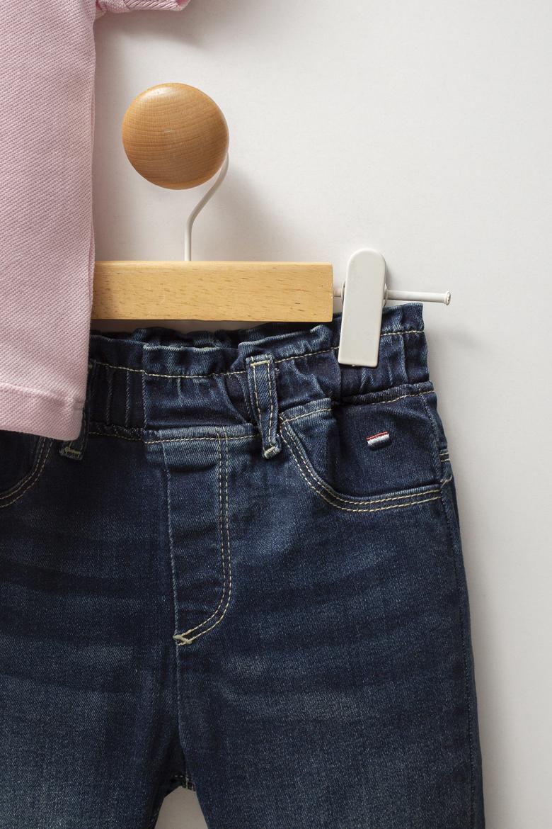 Kız Bebek Toz Pembe Polo Yaka Tişört Jean Pantolon Takım 2'li - 50322910002