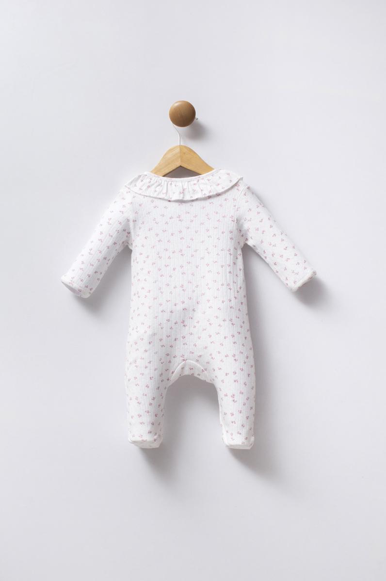 Kız Bebek Pembe Minimal Desen Fitilli Patikli Tulum