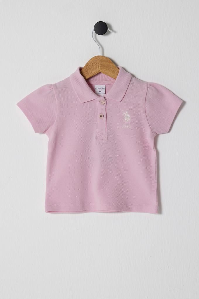 Kız Bebek Pudra Polo Yaka Tişört