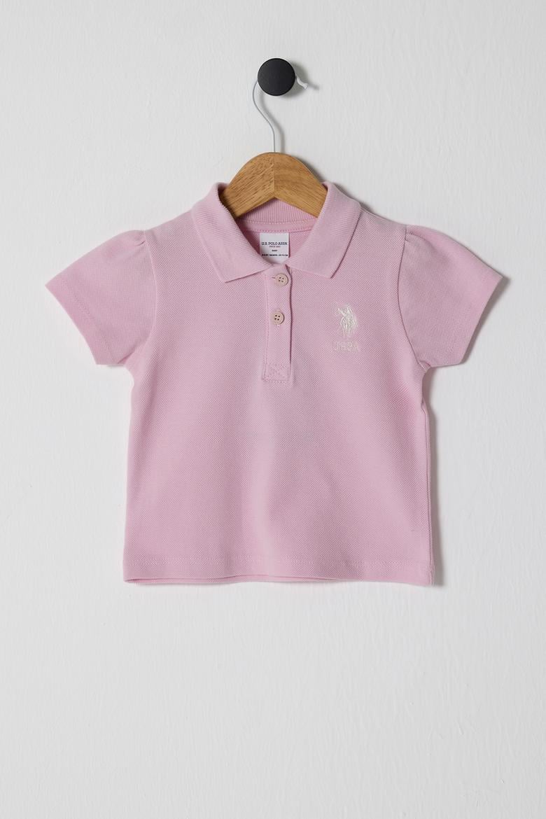 Kız Bebek Pudra Polo Yaka Tişört