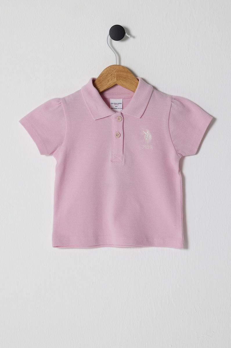 Kız Bebek Pudra Polo Yaka Tişört