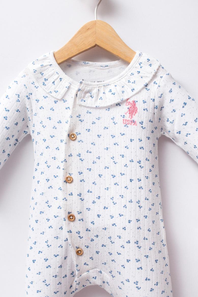 Kız Bebek Mavi Minimal Desen Fitilli Patikli Tulum - 50322898002