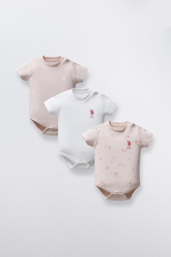 Kız Bebek %100 Pamuk Çıtçıtlı 3'lü Zıbın Body