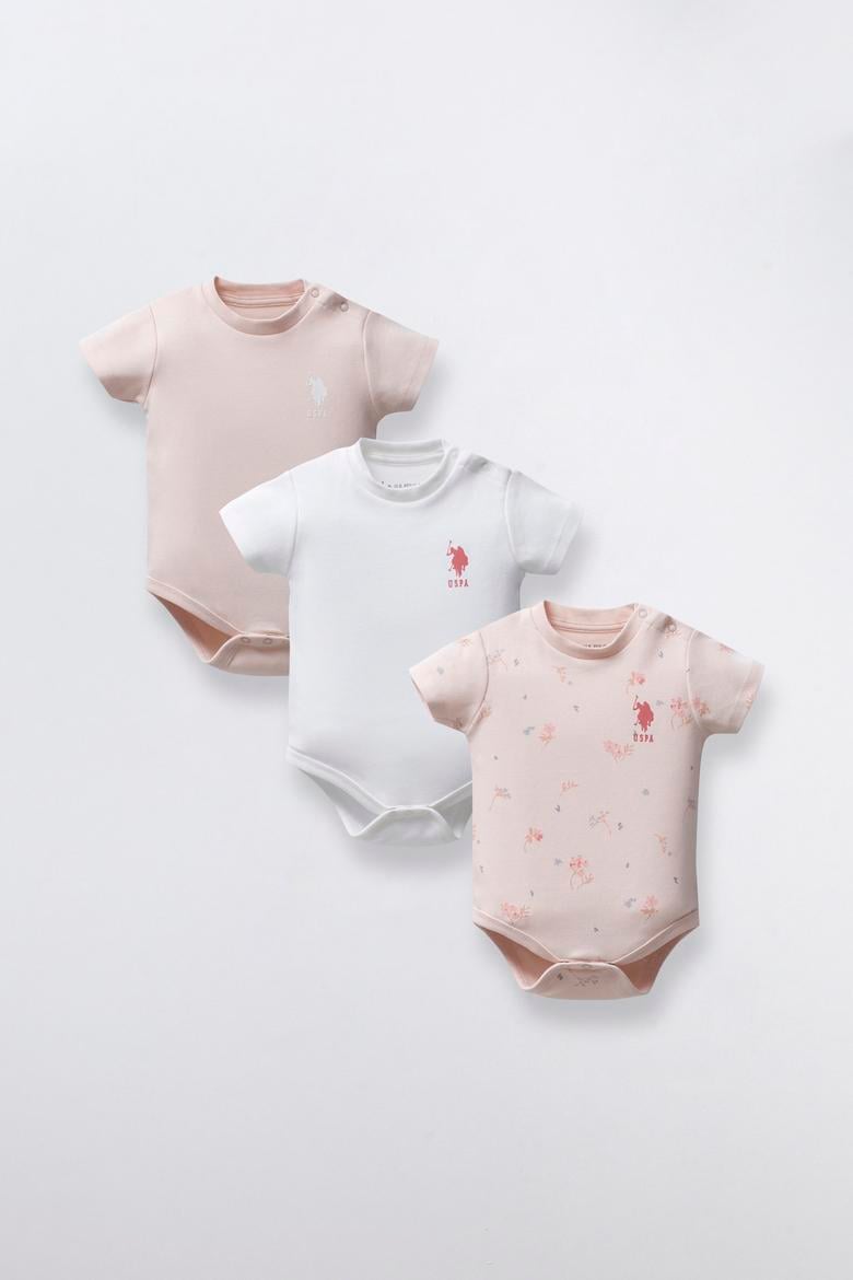 Kız Bebek %100 Pamuk Çıtçıtlı 3'lü Zıbın Body