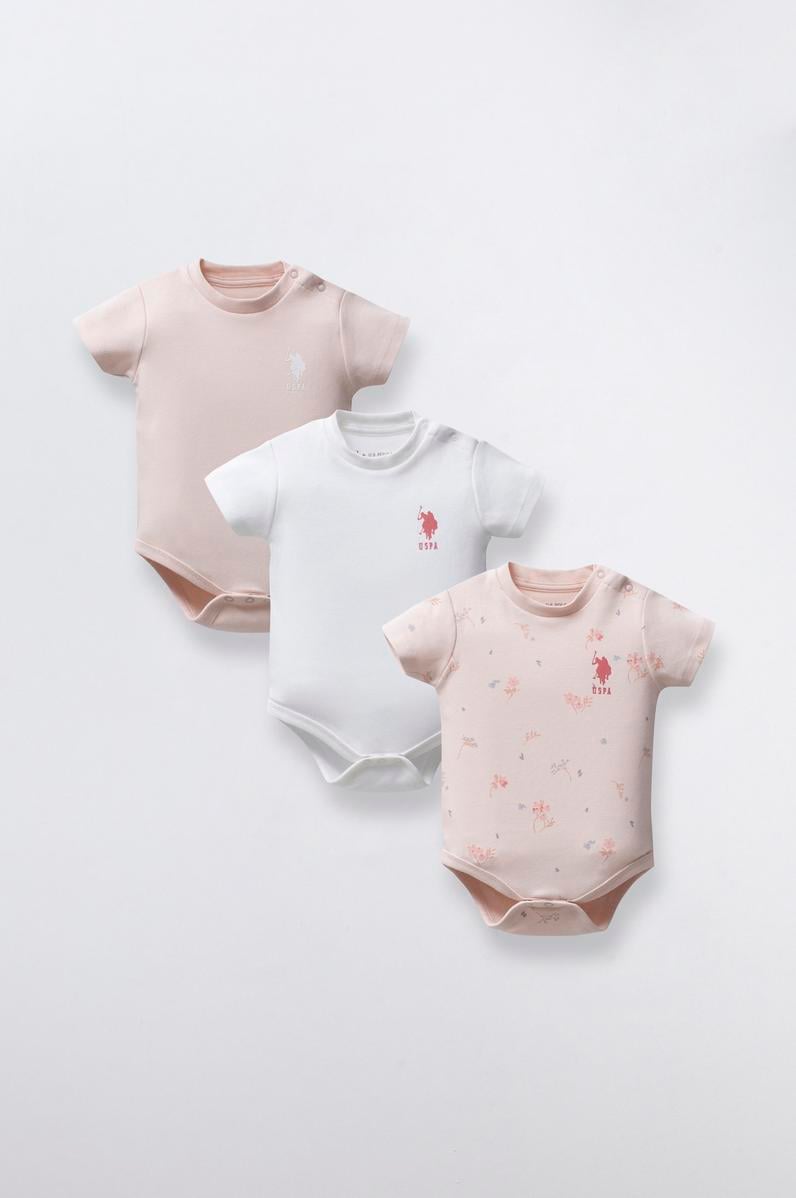 Kız Bebek %100 Pamuk Çıtçıtlı 3'lü Zıbın Body