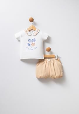 Kız Bebek Beyaz Şortlu Pijama Takımı - 50322876006