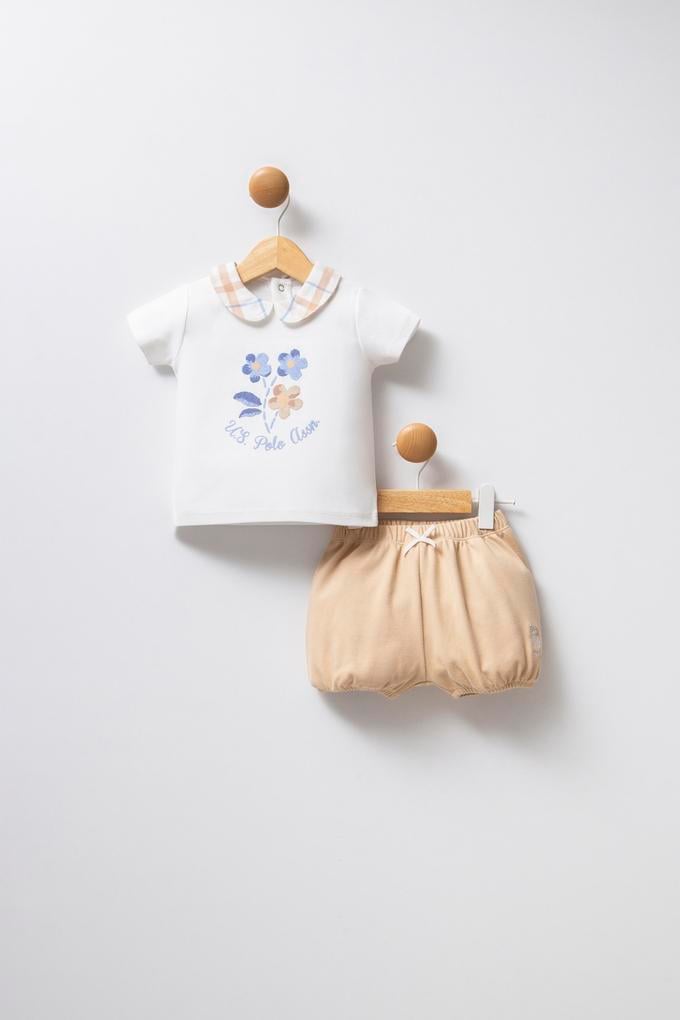 Kız Bebek Beyaz Şortlu Pijama Takımı