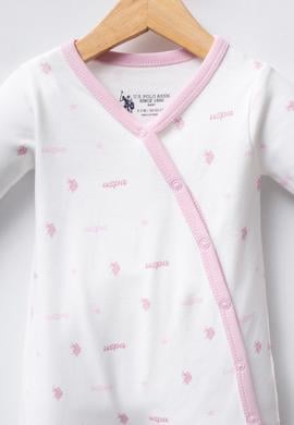 Kız Bebek Beyaz Logolu Patikli Tulum - 50322823003