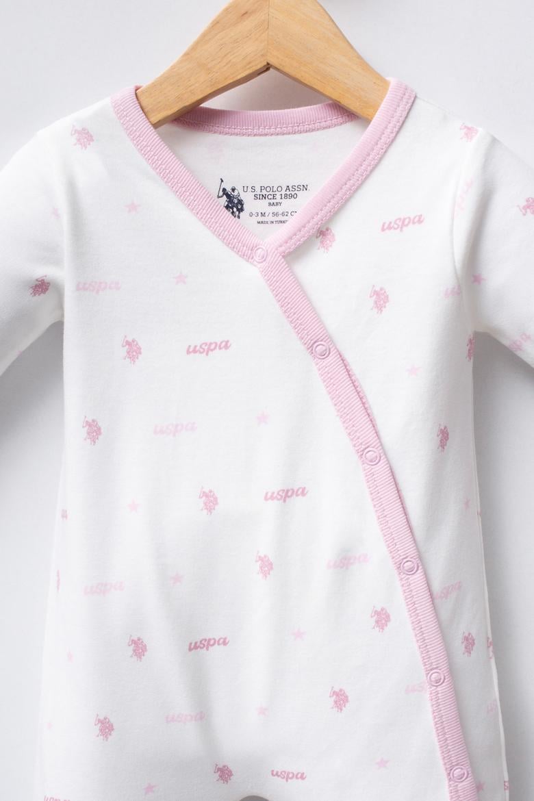 Kız Bebek Beyaz Logolu Patikli Tulum - 50322823003