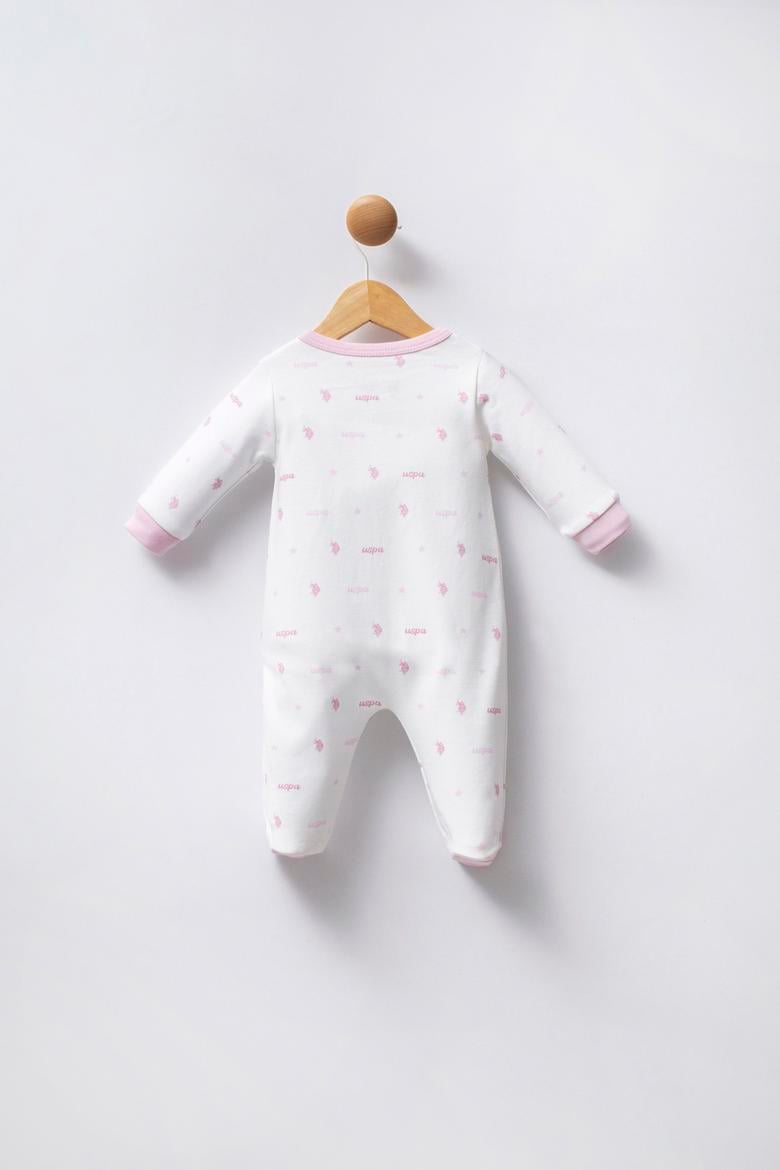 Kız Bebek Beyaz Logolu Patikli Tulum - 50322823003