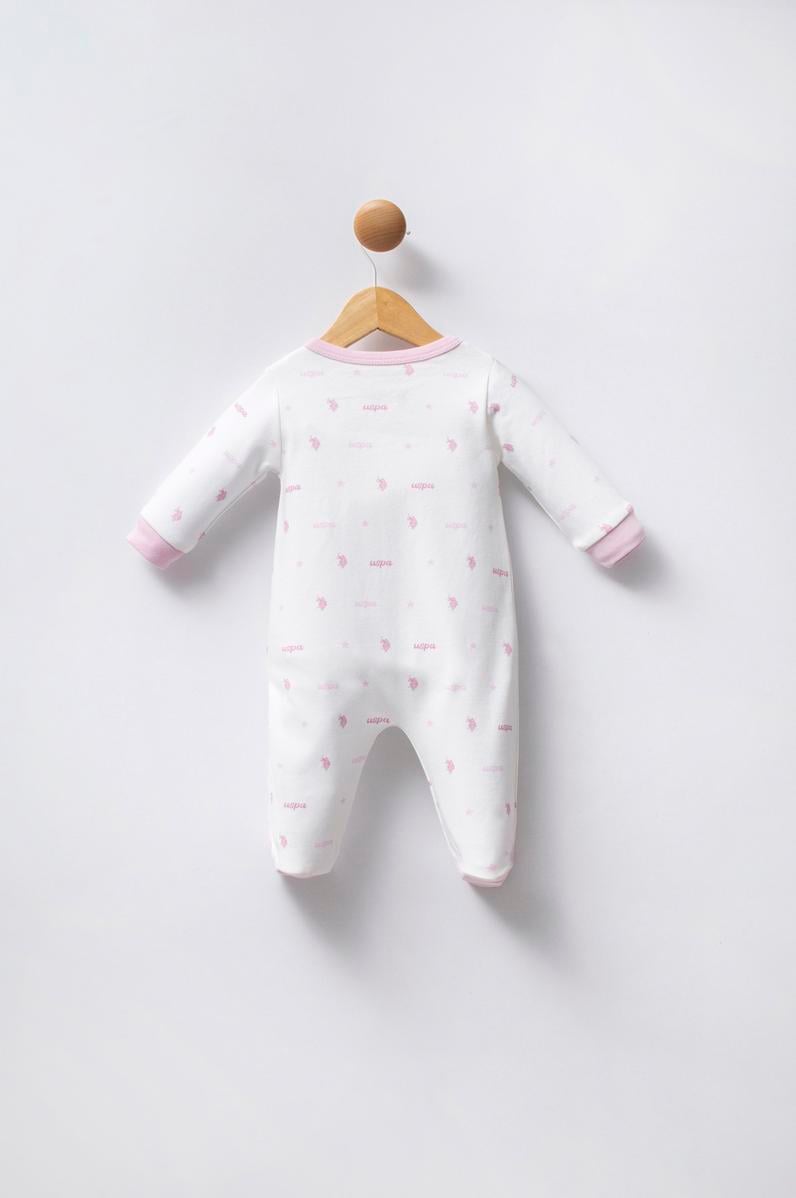 Kız Bebek Beyaz Logolu Patikli Tulum