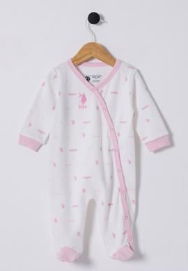 Kız Bebek Beyaz Logolu Patikli Tulum - 50322823003