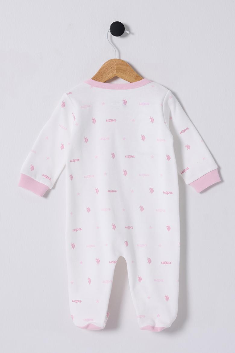 Kız Bebek Beyaz Logolu Patikli Tulum - 50322823003