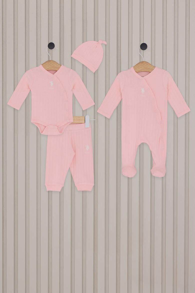 Kız Bebek Açık Pembe 4'lü Zıbın Set