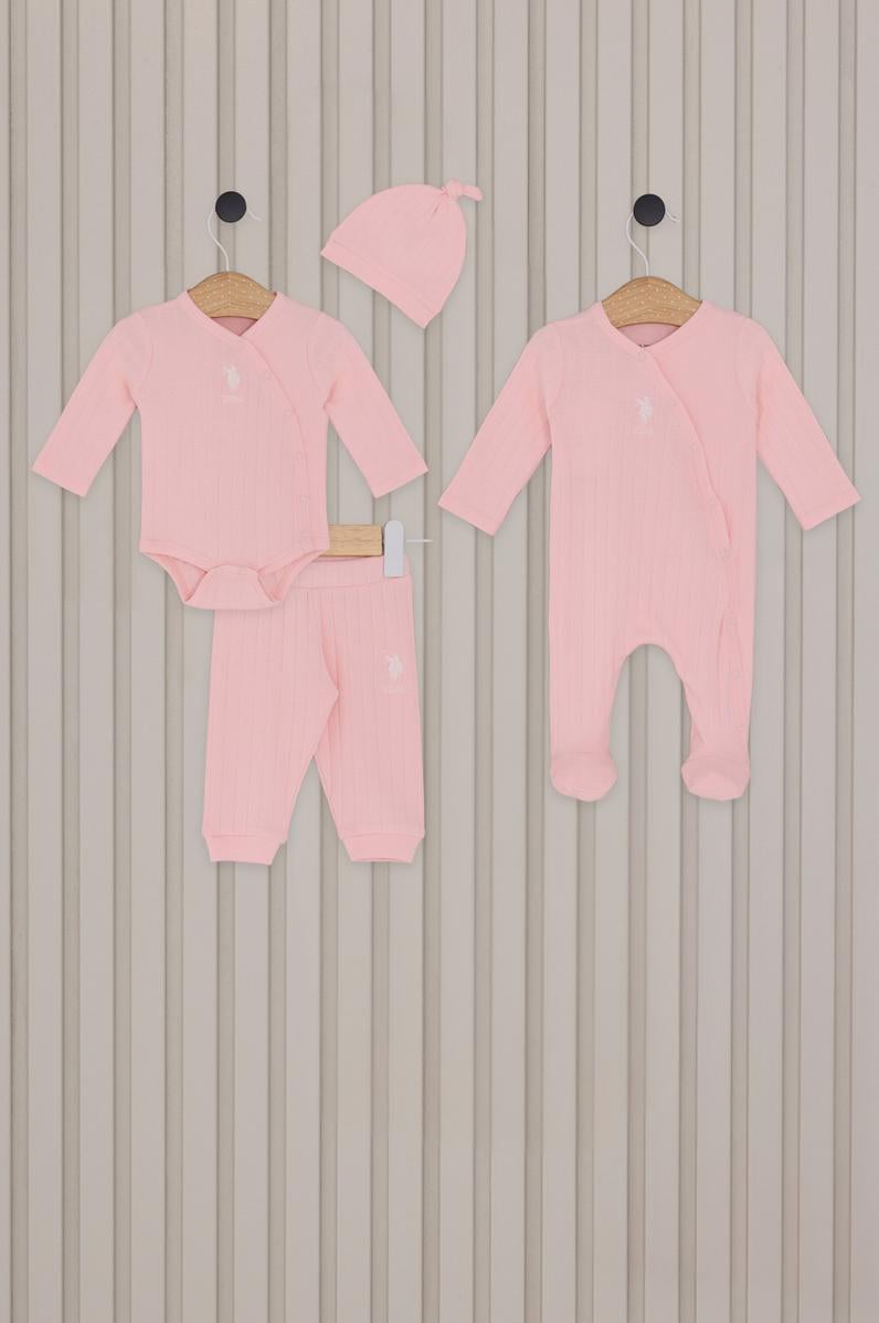 Kız Bebek Açık Pembe 4'lü Zıbın Set