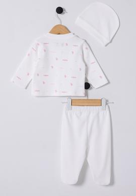 Kız Bebek Beyaz Pijama Takımı 3'lü Set - 50322842002