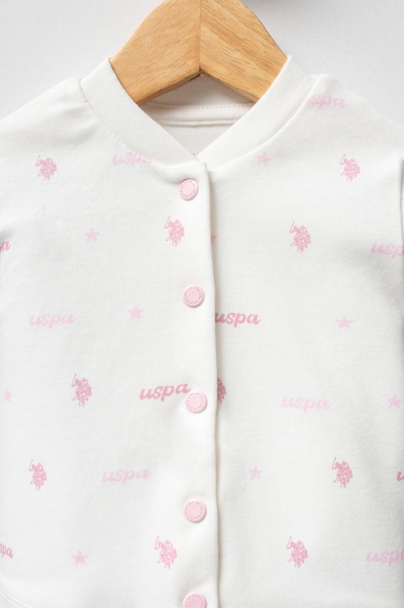 Kız Bebek Beyaz Pijama Takımı 3'lü Set