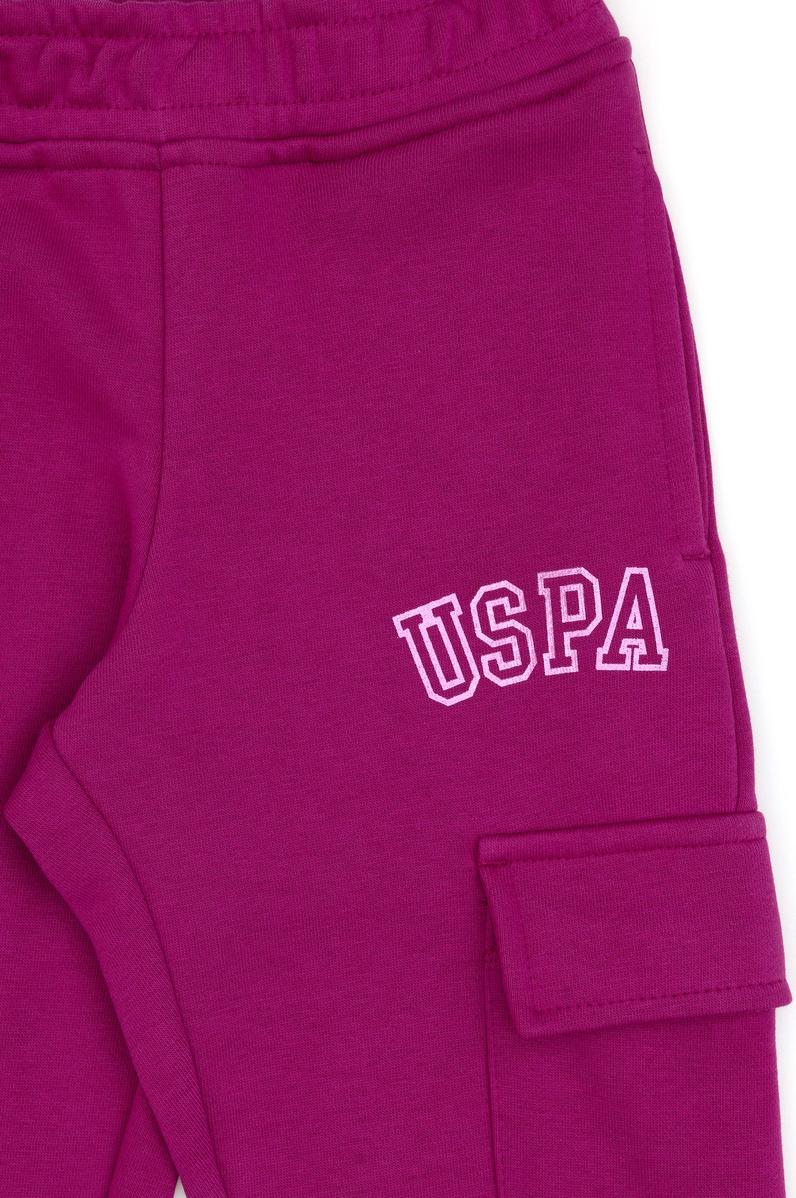 Kız Çocuk Fuşya Cep Detaylı Parlak Baskılı Eşofman Altı