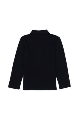 Kız Çocuk Siyah Polo Yaka Basic Sweatshirt - 50316836066
