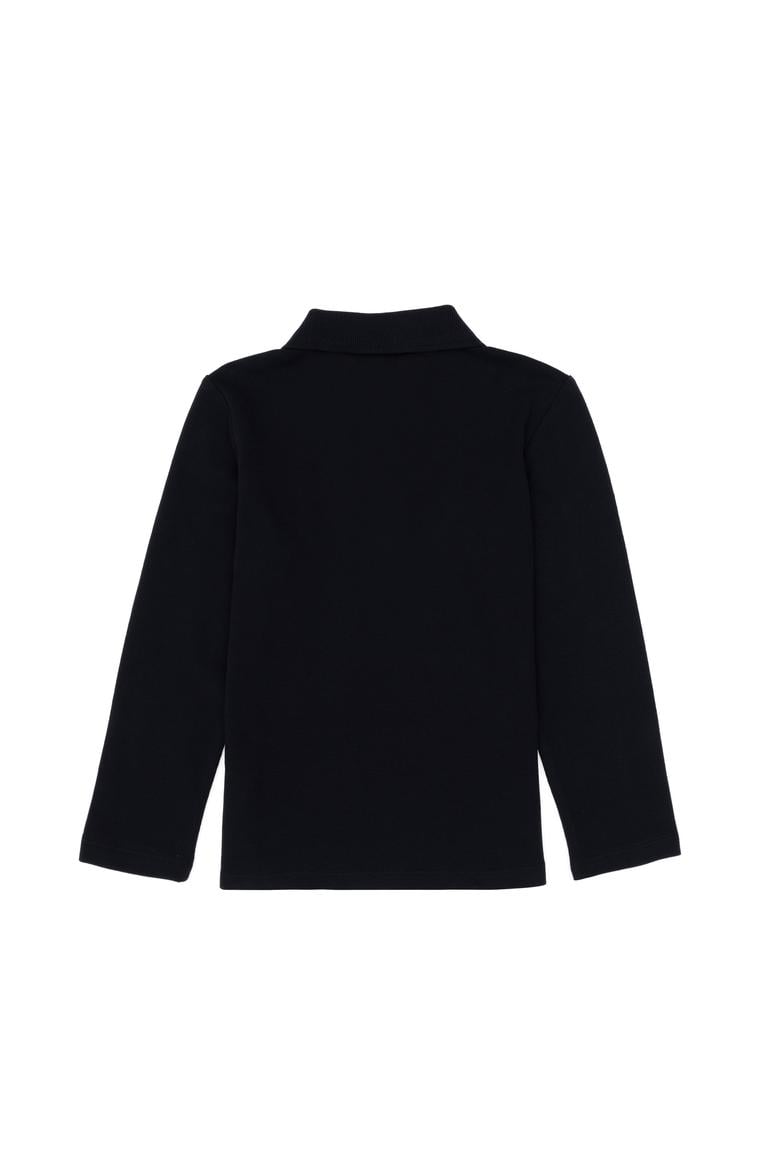 Kız Çocuk Siyah Polo Yaka Basic Sweatshirt - 50316836066