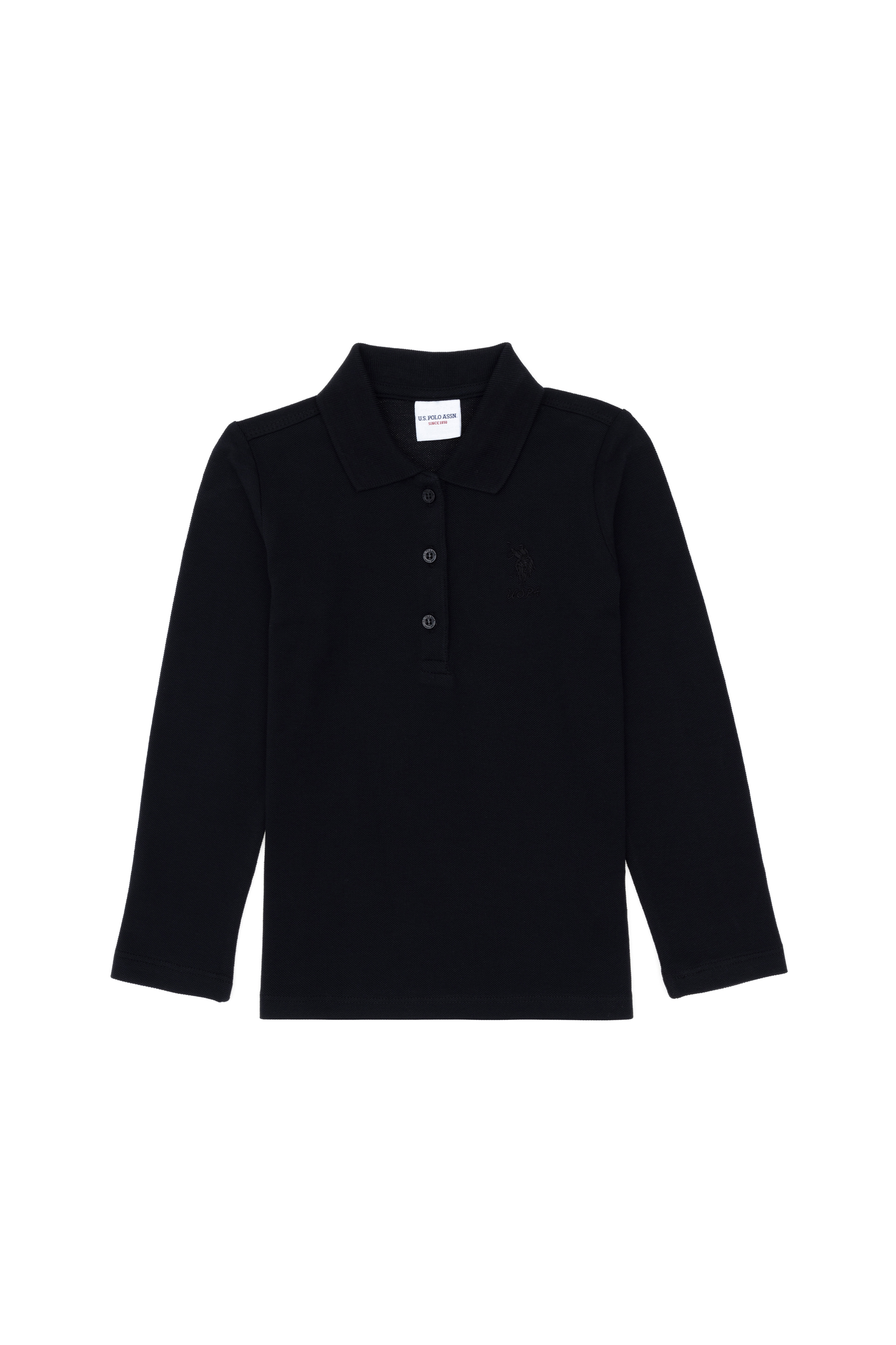 Kız Çocuk Siyah Polo Yaka Basic Sweatshirt