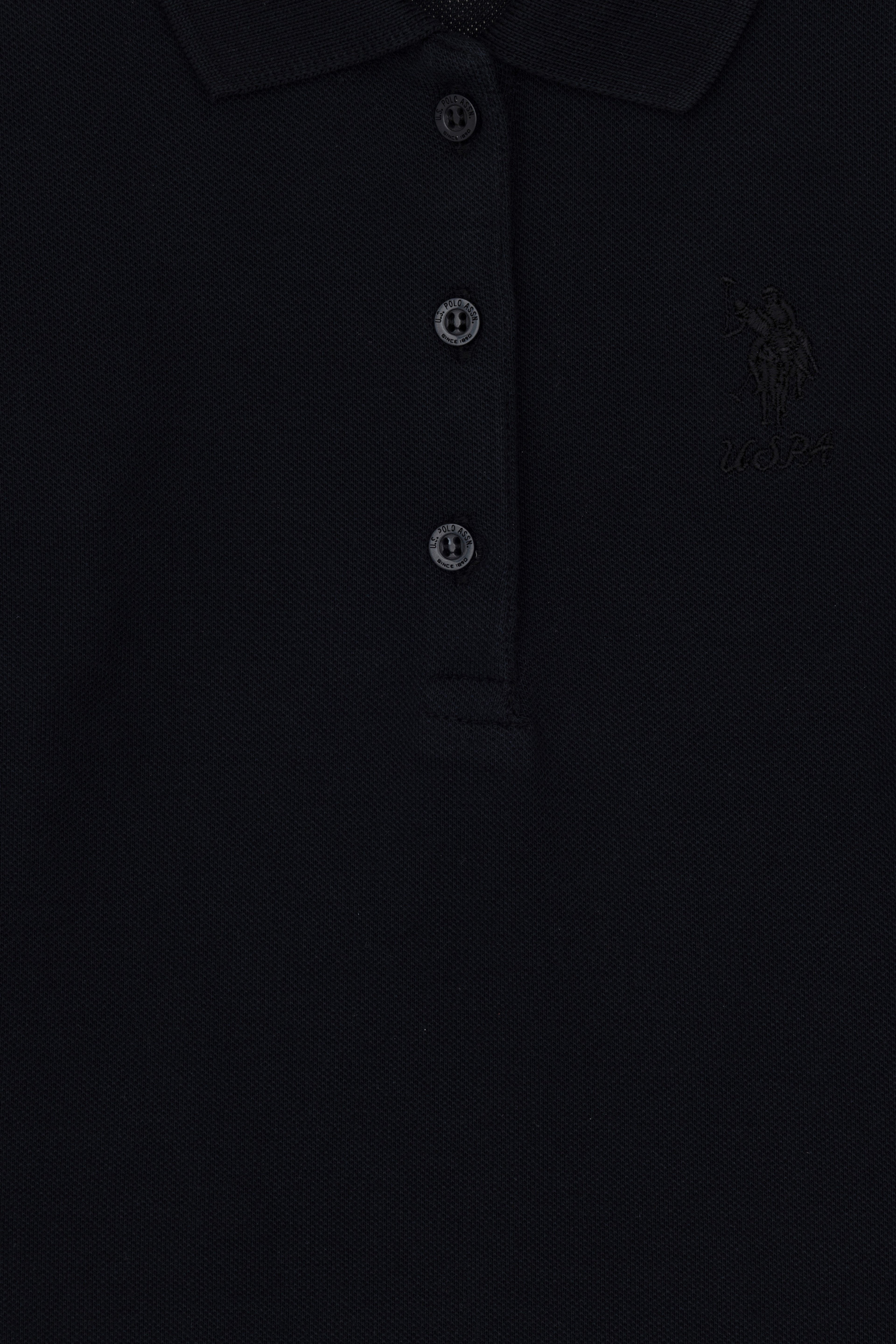 Kız Çocuk Siyah Polo Yaka Basic Sweatshirt - Image 5